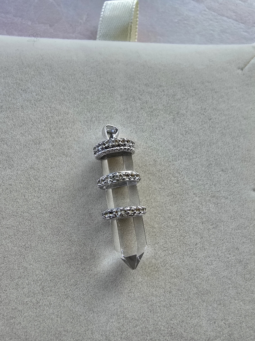 Awe Inspired Manifestation Crystal Amulet, Charm, Silver - Picture 3 of 4